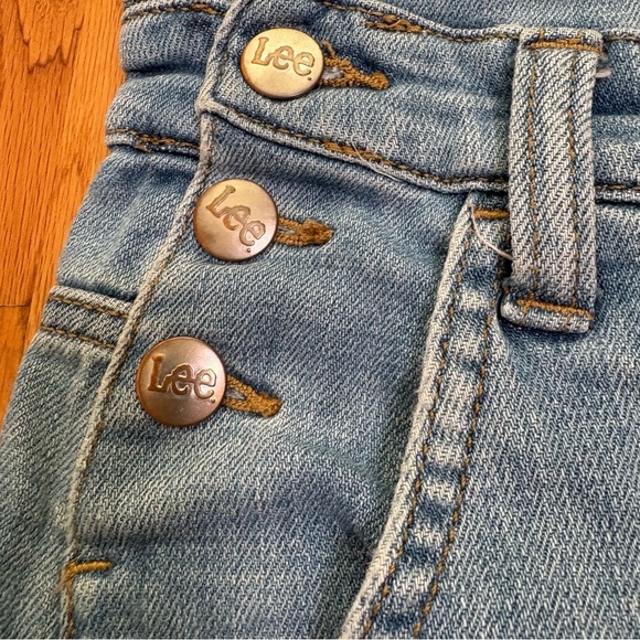 LEE Vintage 90s Y2K denim shortalls short overalls jean M - Picture 10 of 12